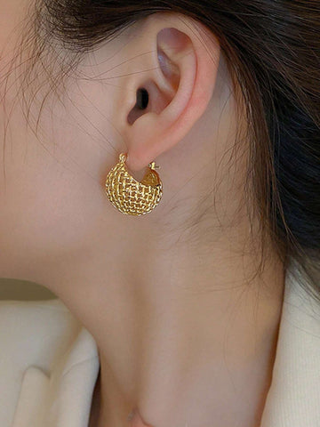 1pair Fashionable Double Row Vertical Bar & Geometric Shape Rhinestone Inlay Stud Earrings 1pair Fashionable Double Row Vertical Bar & Geometric Shape Rhinestone Inlay Stud Earrings