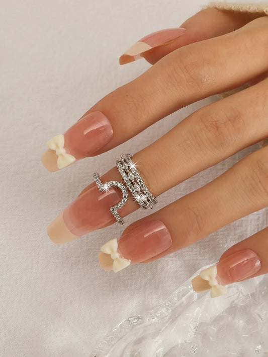 1pc Cubic Zirconia Snake Design Cuff Ring