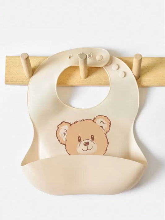 1pc Children's Cartoon Animal Waterproof, Anti-Smudge, Leak-Proof Silicone Bib