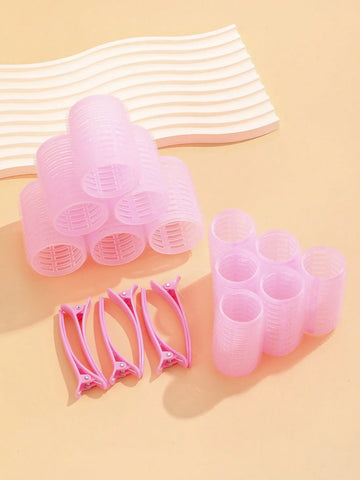 18pcs Self-Adhesive Hair Rollers Set For Different Hair Lengths, Heatless Curlers With Clips 18pcs Self-Adhesive Hair Rollers Set For Different Hair Lengths, Heatless Curlers With Clips