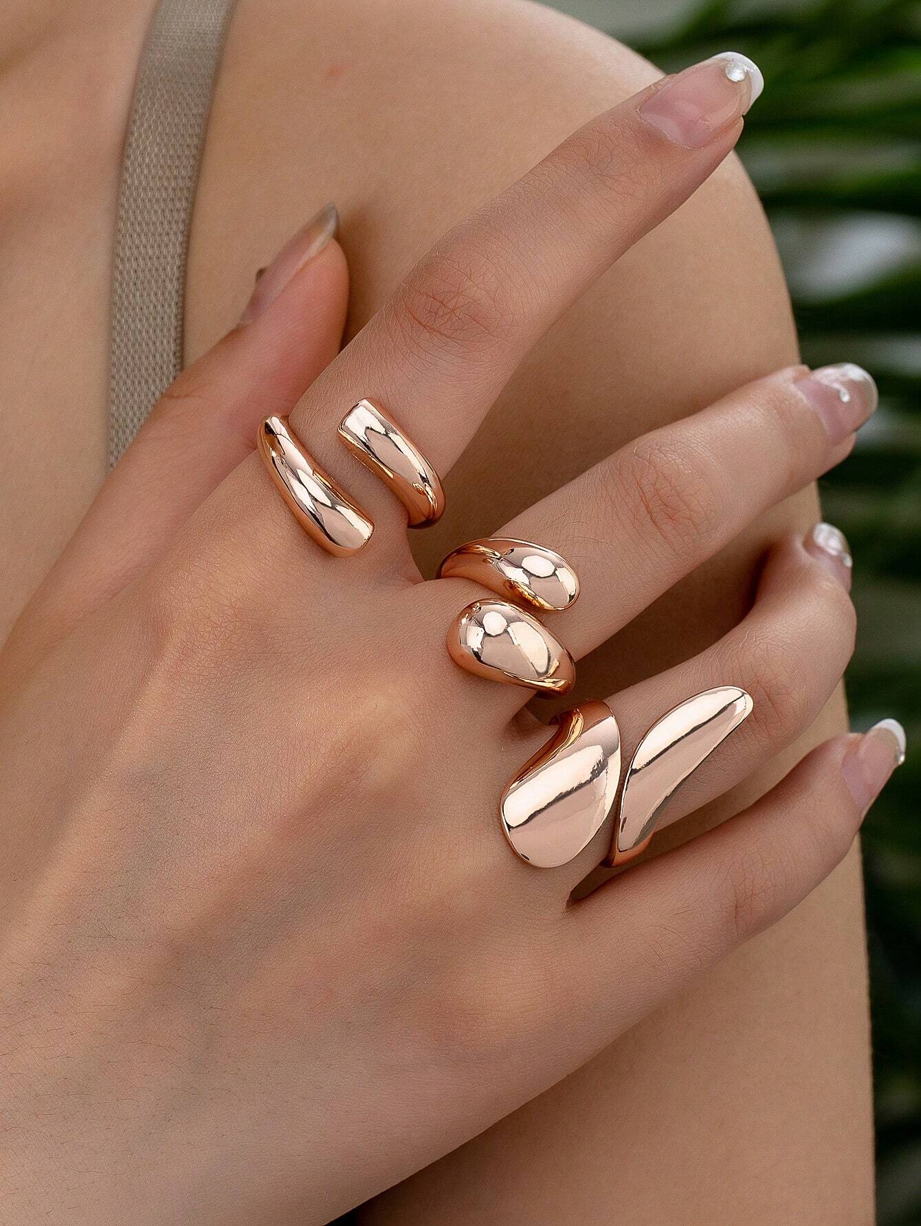 (Set Of 3) Women Non-Fading Rings, Stylish Personalized Tarnish-Resistant Ring Set (Set Of 3) Women Non-Fading Rings, Stylish Personalized Tarnish-Resistant Ring Set