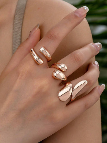 (Set Of 3) Women Non-Fading Rings, Stylish Personalized Tarnish-Resistant Ring Set (Set Of 3) Women Non-Fading Rings, Stylish Personalized Tarnish-Resistant Ring Set