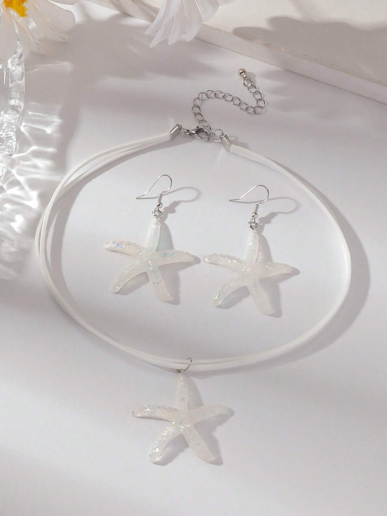 1 set of 3 pieces simple fashion starfish pendant necklace marine style exaggerated earrings 1 set of 3 pieces simple fashion starfish pendant necklace marine style exaggerated earrings