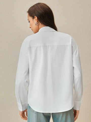 Women's Blue Striped Plaid Elegant Casual Loose Long Sleeve Blouse Shirt Women's Blue Striped Plaid Elegant Casual Loose Long Sleeve Blouse Shirt