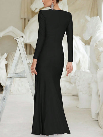 Long Sleeve Ruched Long Dress Long Sleeve Ruched Long Dress