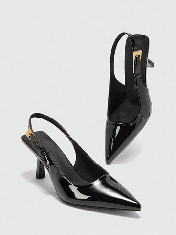 Patent Leather Side Buckle Sexy Pointed Toe Hollow-Out High Heel Patent Leather Side Buckle Sexy Pointed Toe Hollow-Out High Heel