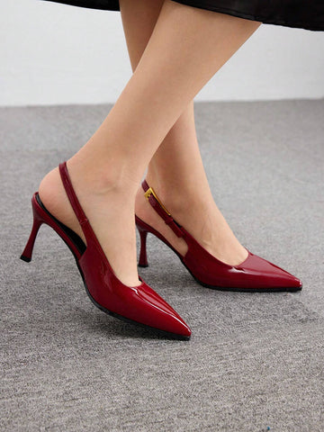 Patent Leather Side Buckle Sexy Pointed Toe Hollow-Out High Heel Patent Leather Side Buckle Sexy Pointed Toe Hollow-Out High Heel