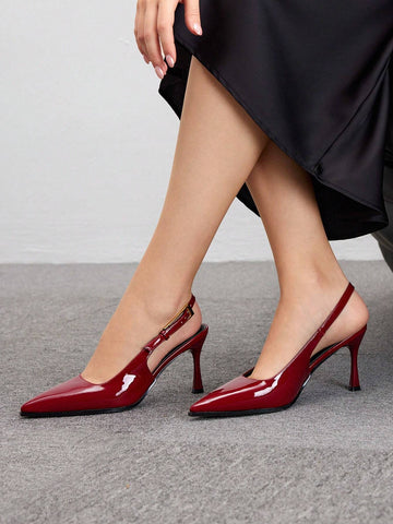 Patent Leather Side Buckle Sexy Pointed Toe Hollow-Out High Heel Patent Leather Side Buckle Sexy Pointed Toe Hollow-Out High Heel