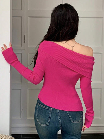 DAZY Off Shoulder Fitted Knit Top DAZY Off Shoulder Fitted Knit Top