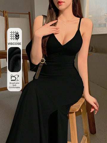 DAZY Women's Spaghetti Strap Ruched Waist Maxi Bodycon Dress DAZY Women's Spaghetti Strap Ruched Waist Maxi Bodycon Dress