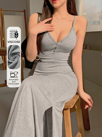 DAZY Women's Spaghetti Strap Ruched Waist Maxi Bodycon Dress DAZY Women's Spaghetti Strap Ruched Waist Maxi Bodycon Dress