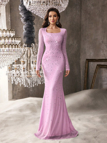 Evening Gown Women Rhinestone Formal Dress Evening Gown Women Rhinestone Formal Dress