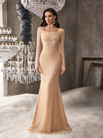 Evening Gown Women Rhinestone Formal Dress Evening Gown Women Rhinestone Formal Dress