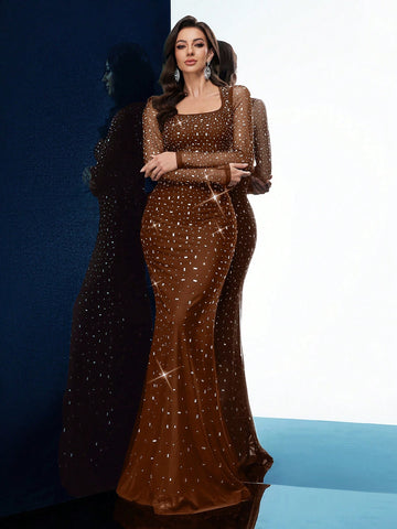 Evening Gown Women Rhinestone Formal Dress Evening Gown Women Rhinestone Formal Dress