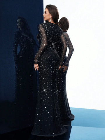 Evening Gown Women Rhinestone Formal Dress Evening Gown Women Rhinestone Formal Dress