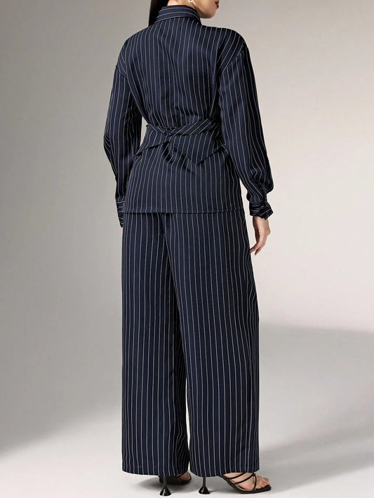 Heiryn Waisted, Wrap-Around, Korean Style Vintage-Inspired Two Pieces Set