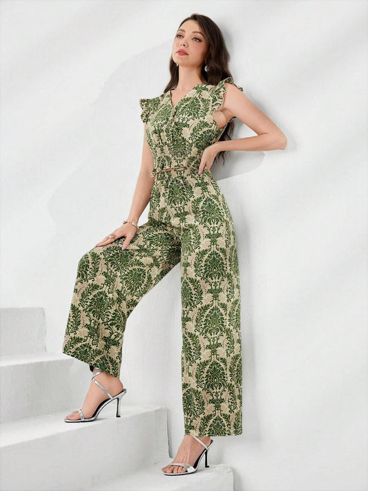 Mulvari Ladies' V-Neck Short Sleeve Top And Pants