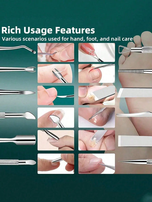10-In-1 Pedicure Kit,Stainless Steel Foot Care Kit For Home & Salon Care