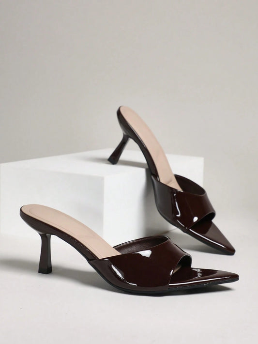 Women Comfortable Kitten Heel Pointy Toe Heel Sandals