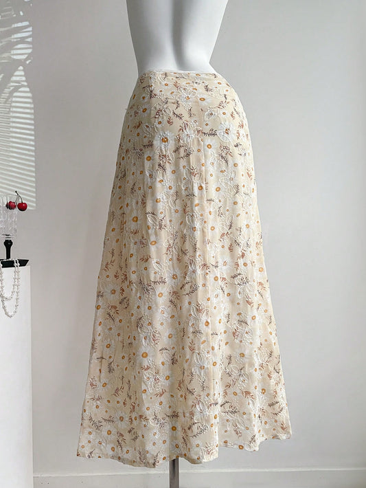 Sweetra Women's New Elegant Simple Refreshing Vacation Style A-Line Skirt