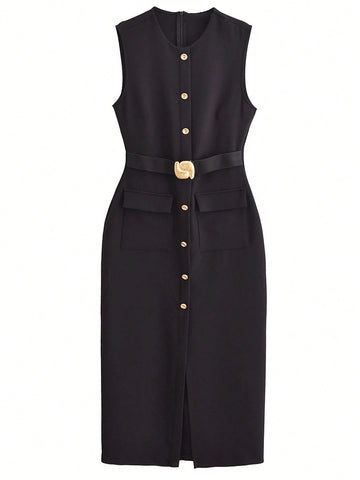 Women Spring Sleeveless Midi Dress Women Spring Sleeveless Midi Dress