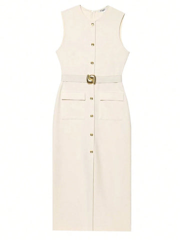 Women Spring Sleeveless Midi Dress Women Spring Sleeveless Midi Dress