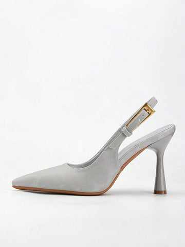 Women's Pointed Toe Fashion Button Detail Patent Leather Slip-On Heeled Pumps Women's Pointed Toe Fashion Button Detail Patent Leather Slip-On Heeled Pumps