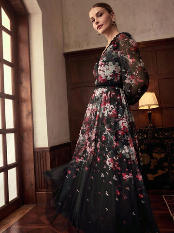 ZEYLAH Lace Patchwork Print Maxi Dress ZEYLAH Lace Patchwork Print Maxi Dress