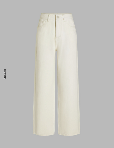 Petite Denim Solid Straight Leg Jeans