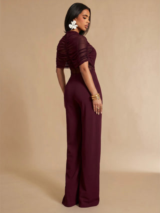 Pleated Wide Leg Elegant Jumpsuit
