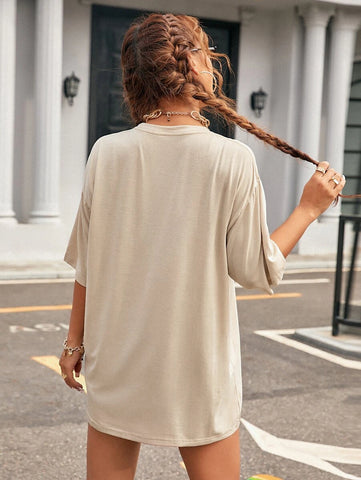 EZwear Solid Drop Shoulder Oversized Tee