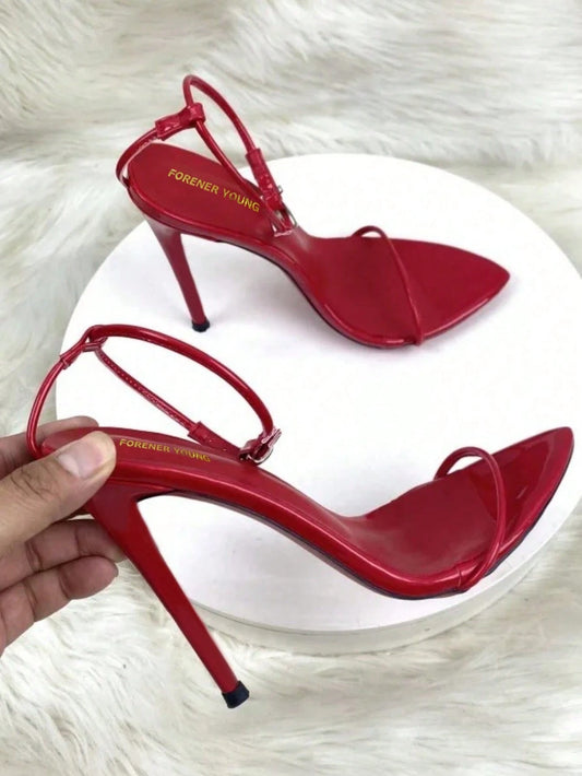 12cm Metal Super Thin Stiletto High Heel Minimalist Sandals
