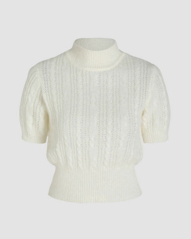 Wool-blend Texture High Neck Sweater