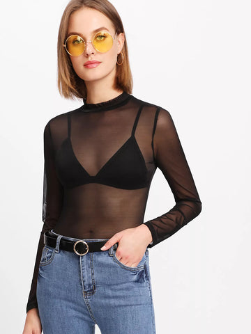 BAE Women's Sheer Mesh Top
