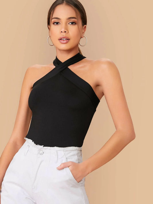 BAE Form-Fitting Crisscross Halter Top