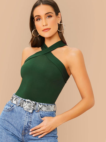 BAE Form-Fitting Crisscross Halter Top