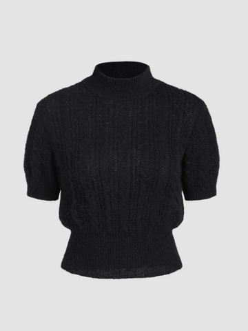 Wool-blend Texture High Neck Sweater