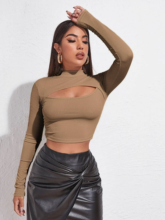 Essnce Camiseta Manga Longa Recorte Busto Feminina