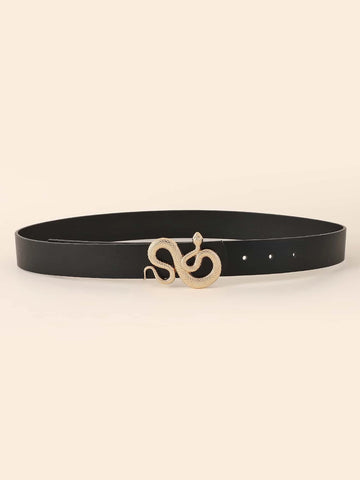 Boho 1pc Fashion Casual Black Snake Design Buckle Women Belt