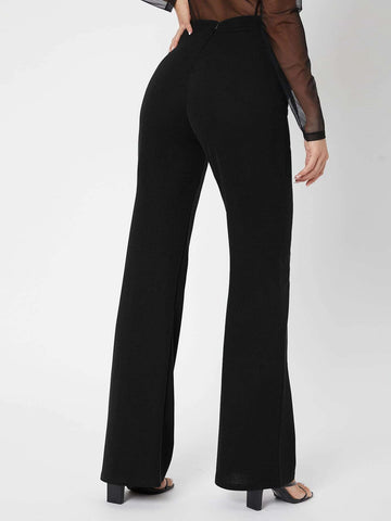 Tall Zipper Back Solid Flare Leg Pants