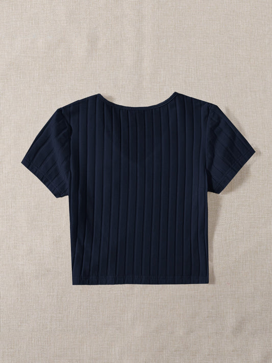 Essnce V-neck Rib-knit Tee