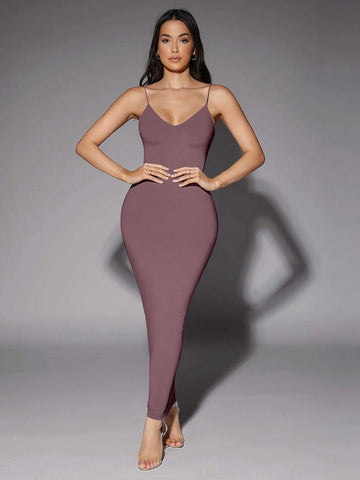 Silquee Solid Backless Bodycon Dress