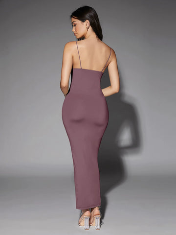 Silquee Solid Backless Bodycon Dress
