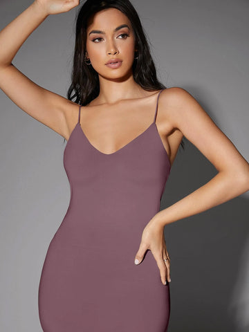 Silquee Solid Backless Bodycon Dress