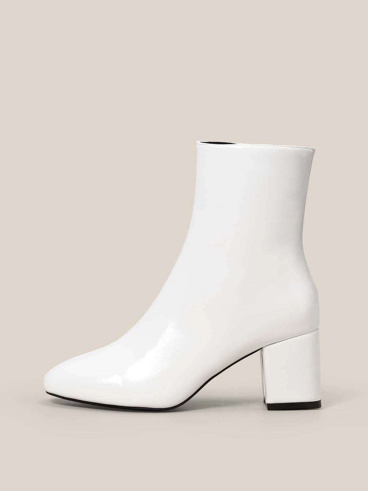 Women's Fashionable White Boots Women's Simple White Chunky Heel Boots