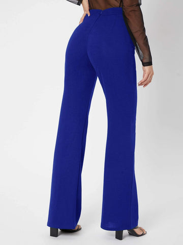 Tall Zipper Back Solid Flare Leg Pants