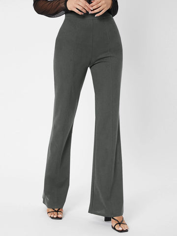 Tall Zipper Back Solid Flare Leg Pants