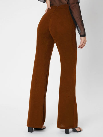 Tall Zipper Back Solid Flare Leg Pants