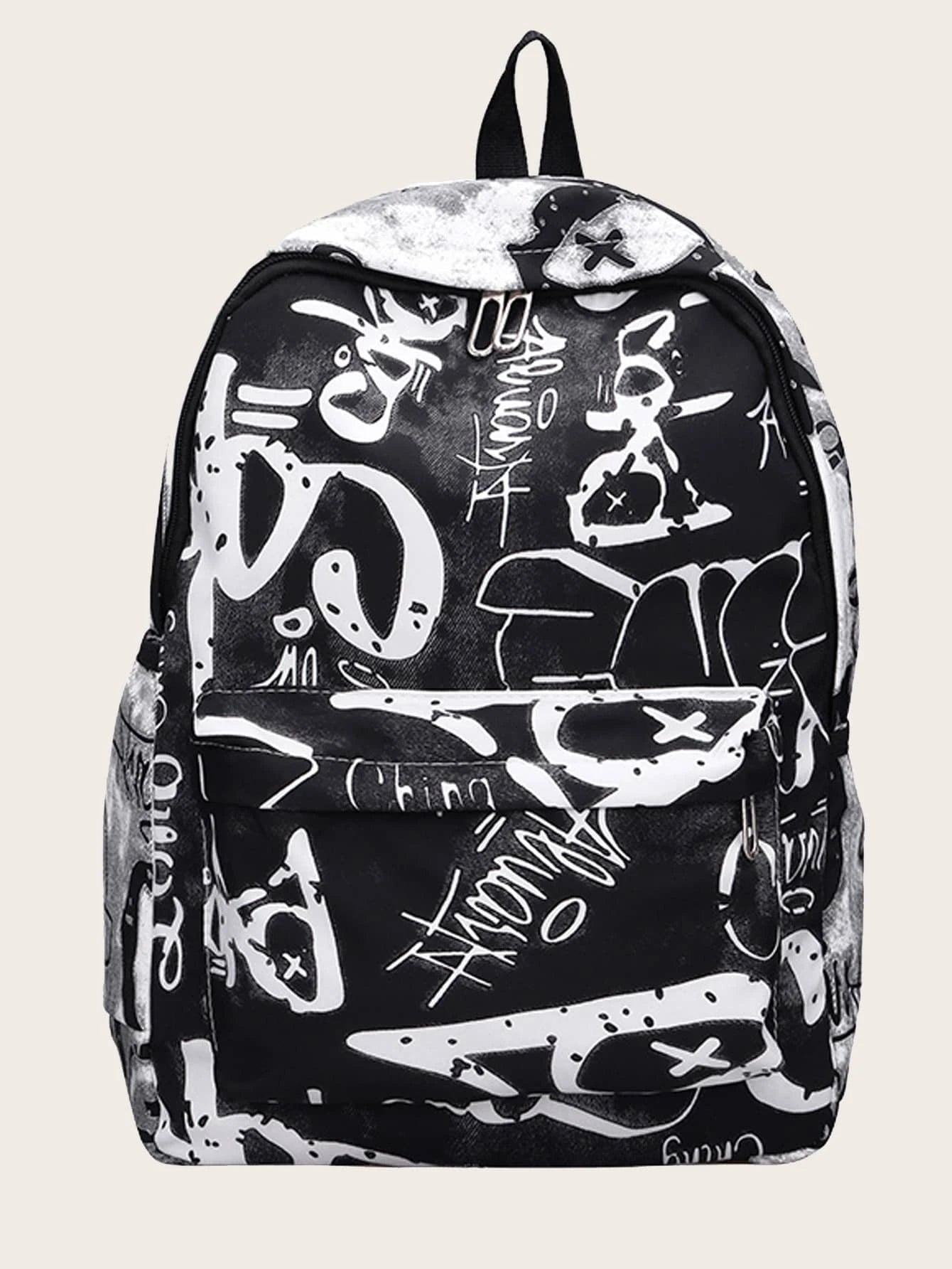 Waterproof,Lightweight Graffiti Print Functional Backpack School Bag For Graduate, Teen Girls