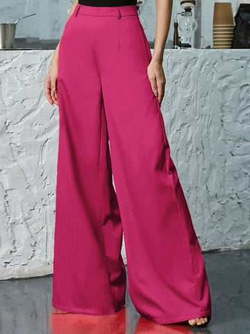 Double Crazy Summer Women Wide Leg Loose Solid Color Pants